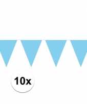 10x vlaggenlijn slinger baby blauw 10 meter