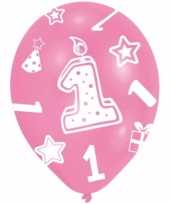 18x stuks roze ballonnen 1 jaar verjaardag feestartikelen