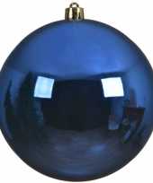 1x grote kobalt blauwe kerstballen van 20 cm glans van kunststof
