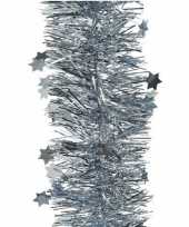 3x lichtblauwe glitter kerstslingers 10 cm breed x 270 cm