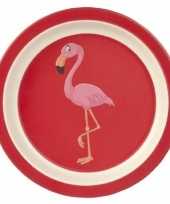 4x stuks bamboe ontbijtbordjes flamingo voor kinderen 21 cm