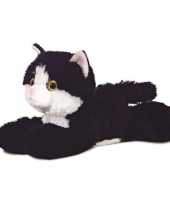 Pluche zwart witte kat poes knuffel 20 cm speelgoed