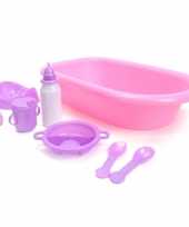 Poppen speelgoed badset 8 delig roze paars